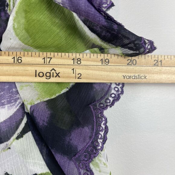 XOXO Women Y2K Floral Top Large Multi Floral Cap Sleeve Sheer 90s Artsy Eclectic - Picture 8 of 9